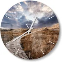 DEQORI Glasuhr Ø30 cm Modern 'Goldener Pfad' Wanduhr Glas Uhr Design leise Küchenuhr