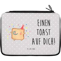 Mr. & Mrs. Panda Federmappe Toast Party - Grau Pastell - Geschenk, Freundin, für Frauen, Schulmäppchen, Etui, Federmäppchen, Mitbringsel, Liebesbeweis, Schuletui