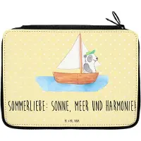 Mr. & Mrs. Panda Federmappe Sommerliebe Motiv - Gelb Pastell - Geschenk, Mäppchen, Strand, Herbst, Sommergefühle, Schreibmappe, Bleistiftetui, Summer Vibes, Sommerferien