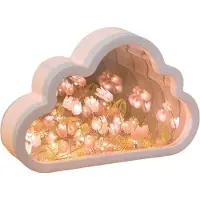 Dopwii Blumen-Wolkenspiegel-Nachtlicht Set, 3 Sets DIY Tulpennachtlicht, LED Lampe für Schlafzimmer, Kreatives Geschenk für Mädchen und Freunde