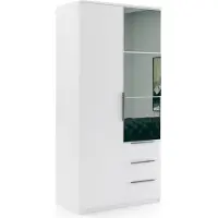 FURMEB Patryk Hojka FurMeb24 Schrank FLORENCJA 100X215 cm Kleiderschrank mit Spiegel - Wei