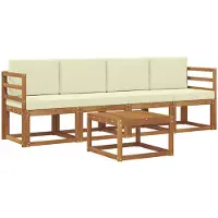 vidaXL Outdoor-Sofagarnitur 5 stk. Natur und Creme