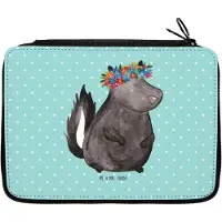 Mr. & Mrs. Panda Bleistiftetui Stinktier Mädchen - Türkis Pastell - Geschenk, Federmappe, Yoga, Raubtier, Skunk, Mäppchen, Federtasche, Etui, Wildtier, Namaste