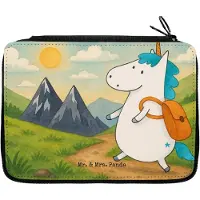 Mr. & Mrs. Panda Bleistiftetui Einhorn Bergsteiger Design - Weiß - Geschenk, Weltenbummler, Unicorn, Federmäppchen, Abenteuer, Stifteetui, Weltreise, Mäppchen, Einhörner