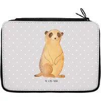 Mr. & Mrs. Panda Etui Erdmännchen - Grau Pastell - Geschenk, Mäppchen, Reisen, Schulmäppchen, Federmäppchen, Federtasche, Weltreise, Spruch, Afrika, reiseetui, Traveling