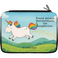 Mr. & Mrs. Panda Federmäppchen Einhorn Happy Design - Weiß - Geschenk, Lächeln, Federmappe, Mäppchen, Bleistiftetui, Federpenal, Einhörner, Unicorn, Spaß, Lachen, Etui