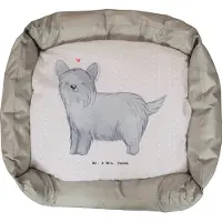 Mr. & Mrs. Panda Hundekorb Skye Terrier Lebensretter - Grau Pastell - Geschenk, Vatertag, Hund, Geburtstag, Valentinstag, Weihnachten, Kissenbezug
