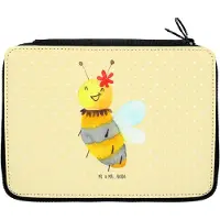 Mr. & Mrs. Panda Bleistiftetui Biene Blume - Gelb Pastell - Geschenk, Federtasche, Federmappe, Schüleretui, Etui, Mäppchen, Schlampermäppchen