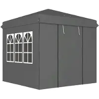 Dopwii 2,5 x 2,5 m Pop-up-Pavillon mit Seitenwänden und Transporttasche, UPF50+ höhenverstellbares Gartenzelt, Dunkelgrau
