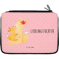 Mr. & Mrs. Panda Schreibmappe Fuchs Mama - Rot Pastell - Geschenk, Bleistiftetui, Federmäppchen, Muttertag, Etui, Schlampermäppchen, Mäppchen, Tochter, Umarmen, Schoß
