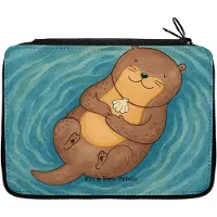 Mr. & Mrs. Panda Federmäppchen Otter Muschel Design - Weiß - Geschenk, Motivation, Federmappe, Schlampermäppchen, Mäppchen, Etui, Bleistiftetui, Medaillon, Süß