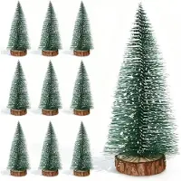 BundiGlassware 10 Stück Mini Weihnachtsbaum Set - Grüner Künstlicher Tannenbaum mit 10cm Höhe, Tischdekoration für Zuhause/Büro, Christbaum Deko mit Stabiler Basis