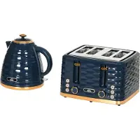 Dopwii 2-in-1 Toaster- und Wasserkocher-Set, 7 Bräunungsstufen, Auftau- und Aufwärmfunktion, Blau