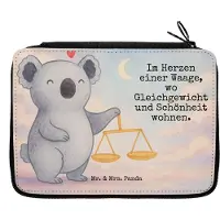 Mr. & Mrs. Panda Federmäppchen Waage Astrologie Design - Weiß - Geschenk, Federtasche, Mäppchen, Tierkreiszeichen, Geburtstagsgeschenk, Sternzeichen, Zum Geburtstag, Etui