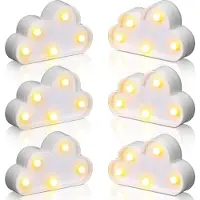 Slyrun LED Wolken Nachtlicht 6 Stück, Kinderzimmer Wanddeko, Party Beleuchtung, Babyzimmer Licht Dekoration