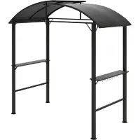 Welikera Grillpavillon, 2 Seitenablagen, Haken, Stahlrahmen, 1,1 x 2,3m, Dunkelgrau