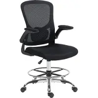 SUGIFT Zeichenstuhl mit Lendenstütze, Drehstuhl Bürostuhl höhenverstellbar, Polyester Stahl, Schwarz | 60 x 60 x 132 cm | 13,8 kg