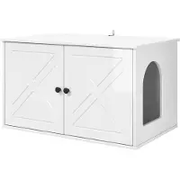 vidaXL Katzenhaus Glänzend Weiß 85 x 55 x 50,5 cm Holzwerkstoff