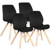 CLP Esszimmerstuhl 4er Set gepolstert Luna, moderner Polsterstuhl mit Rückenlehne schwarz Material Samt