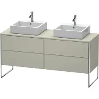 Duravit XSquare Konsolenwaschtischunterbau freistehend, für zwei Becken, 4 Auszüge, 1600x778x548mm, XS4927B6060, Farbe: Taupe Seidenmatt Lack