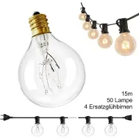 Dopwii 15m Außen-LED-Lichterkette G40 – 50 warmweiße Kugellichter, verbindbar, perfekt für Garten & Terrasse