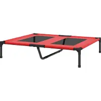 Slyrun Hundebett, Hundeliege, robust, erhöht & wetterfest, bis 50 kg, 92x76x18cm, Rot