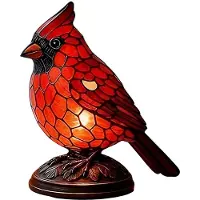 Dopwii Rotfink-Nachtlampe aus Harz, Weihnachtsdekoration, Tischvogel, ideales Geschenk für Vogel-Liebhaber