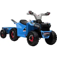 HOMCOM Kinderquad Kinder Elektro-Quad, 6V Elektroauto mit Anhänger Metall Blau