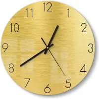 DEQORI Glasuhr Ø30 cm Zahlen 'Gebürstete Goldoberfläche' Wanduhr Glas Uhr Design leise