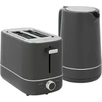Slyrun Grauer 1,7 L Wasserkocher & Toaster Set mit 6 Bräunungsstufen - Schnellkocher & Brotröster