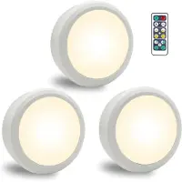 Dopwii 3PCS LED Nachtlicht Batteriebetrieben mit Fernbedienung, Weiß Kabellos,Vitrinenbeleuchtung Regalbeleuchtung Touch Lampe zum Kleben, 3000K