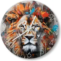 DEQORI DEQOART Glasuhr Ø30 cm Zahlen 'Wildes Farbenspiel' Wanduhr Glas Uhr Design leise Küchenuhr