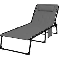 Welikera Sonnenliege Liegestuhl Gartenliege, klappbar, inkl. Kissen, wetterbeständig; 188 cm x 65 cm x 36 cm, Grau + Schwarz