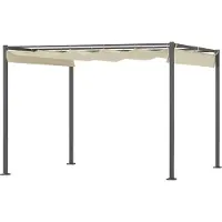 Dopwii 3 x 3 m Garten-Pergola mit einziehbarem Dach, Pavillon, Baldachin für Schatten, UPF30+, Beige