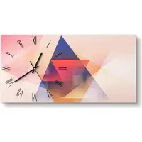 DEQORI Glasuhr 60x30 cm Römisch 'Geometrie der Farben' Wanduhr Glas Uhr Design leise
