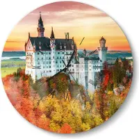 DEQORI Glasuhr Ø50 cm Römisch 'Schloss Neuschwanstein' Wanduhr Glas Uhr Design leise