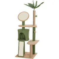 Dopwii Kratzbaum, 139 cm Katzenbaum mit Höhle, Spielbällen, Sisal-Kratzpfosten und Plattformen, für zwei Katzen, Grün