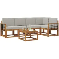 vidaXL Outdoor-Sofagarnitur 6 stk. Natürlich und Hellgrau