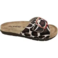 Rohde Pantolette "Rodigo Giraffe", Damen, Gr. 40, Textil, braun (mokka, creme), Schuhe Pantolette, Sommerschuh, Urlaubsschuh mit Kuhfell-Print