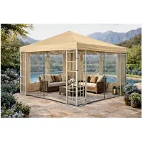 Markenlos Seitenwand mit Reißverschluss 300x200cm aus PVC transparent für Pavillons 3x3m mit Spanngummis