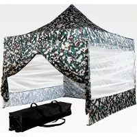 Markenlos Alu-Pavillon 3 x 3 m Pro wasserdicht mit UV-Schutz 50+, Woodland und 4 Seitenteilen