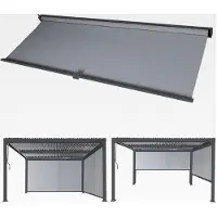 Markenlos Seitenwand für Pergola HWC-L41, Ersatzseitenwand für Pavillon Rollo, Stoff/Textil 3x3m - anthrazit