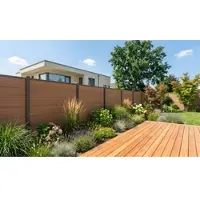 Meingartenversand.de WPC Zaunset Flensburg 180 x 175 cm – Gartenzaun aus WPC, Sand – Sichtschutzzaun bestehend aus 7 Lamellen – Zaun für Gartenbereiche