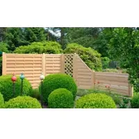 Meingartenversand.de Zaunfeld Taiga 90 x 180 auf 90 cm – Sichtschutzzaun mit Rankgitter aus sibirischer Lärche, naturbelassen – stabiler Gartenzaun – Lärchenzaun für den Garten
