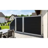 Meingartenversand.de WPC Zaunelemente Samso 90 x 180 auf 90 cm – WPC Zaun, Anthrazit mit Alu Rahmen – Hochwertiges WPC Zaunfeld – Sichtschutz für Garten & Terrasse