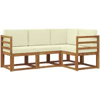 vidaXL Outdoor-Sofagarnitur 4 stk. Natur und Creme