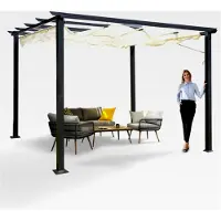 Markenlos Garten Pergola Pavillon Terrassendach - Milos I 3x3m - wasserdichtes und stabiles Sonnenschutzsystem für Terrasse und freistehenden Pavillon