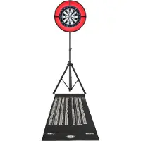 MonsterShop Tragbares Dart-Set 46 cm Durchmesser mit LED-Ringlicht, selbstheilendem Surround, Dreibeinstativ und 6 Darts
