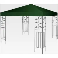 Markenlos Pavillondach 3 x 3 Meter Ersatzdach für Pavillon, Dachbezug für Faltpavillon, Strohdach Ersatzplane (Dunkelgrün)