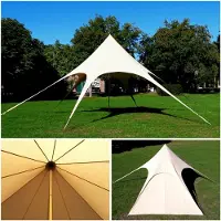Markenlos Sonora - Sternzelt Ø 10 x 4 m Pavillon mit Sonnenschutz aus atmungsaktivem Baumwollmischgewebe, UV-Schutz und wasserdichtem Outdoor-Eventzelt